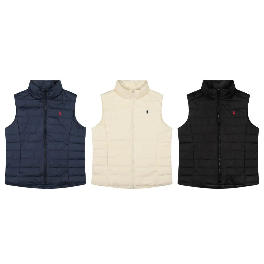 P360 top quality" Style number: 9001# [Ralph Lauren winter basic classic solid color embroidered goddess down vest] ✅Ralph Lauren American retro college style winter basic goddess style down vest ✅90% high-quality white duck down Filling 150g ✅Anti-running velvet treatment on the inside Detailed workmanship in place ✅Pair it with a sweater or sweater jacket of the same color OOTD is amazing~ ✅Tips: Hemp flowers/small twists of the same color Knitted sweaters are also available and can be matched with suits~ ✅Goddess version, the maximum size can be worn up to 160 pounds, loose and comfortable, no pressure ✅Milk white is a hot color, a must-have item for the goddess wardrobe in winter! Size: S-XL Color: Milk White Black Navy